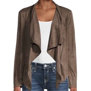 Vigoss Faux Suede Tan Wrap Long Sleeve Jacket Size S